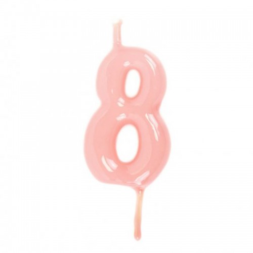 Vela Número 8 Rosa Claro